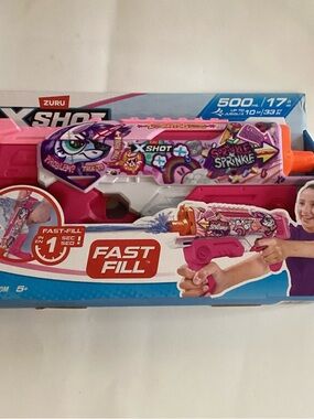 Zuru Xshots Skins Fast Fill Water Gun Pink Unicorn 500ml/17oz Hyperload Girl New